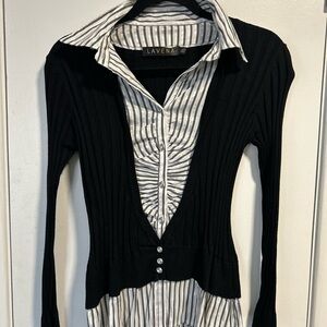 VINTAGE Black and White Women's Top